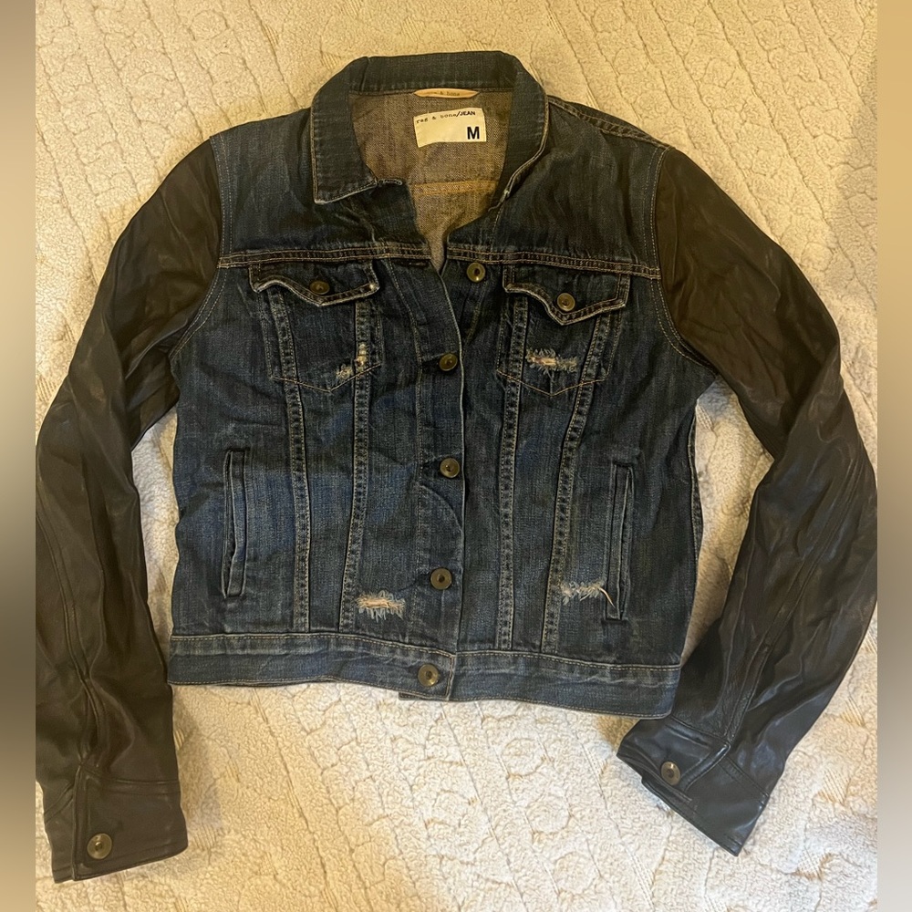 Rag & Bone Denim/Leather sleeved Jacket